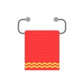 Red towel on metal holder Royalty Free Stock Photo