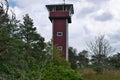 Red tower in Fjalkinge backe natural preserve, Sweden Royalty Free Stock Photo