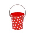 Cute red bucket with white dots isolated on white