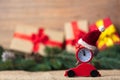 Red toy car with alarm clock and gift Royalty Free Stock Photo