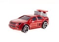 Red toy car on the white background Royalty Free Stock Photo