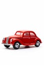 Red toy car on white background with white background. Generative AI Royalty Free Stock Photo