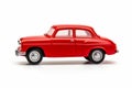 Red toy car on white background with white background. Generative AI Royalty Free Stock Photo