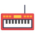 Red toy keyboard with yellow and orange buttons music Royalty Free Stock Photo