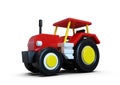 Red toy tractor vehicle, simple volume on white background Royalty Free Stock Photo