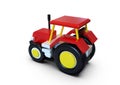 Red toy tractor vehicle, simple volume on white background Royalty Free Stock Photo