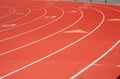 Red Track and Field lanes Royalty Free Stock Photo