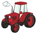 Red tractor driving
