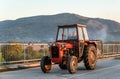 Red Tractor on the road