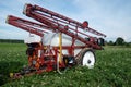 Red tractor sprayer in the field Royalty Free Stock Photo