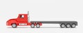 Red tractor and trailer or semi truck on white background ,3d illustration or 3d rendering Royalty Free Stock Photo