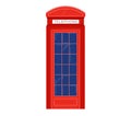 Red traditional British telephone box on white backdrop. Classic English phone booth, London symbol vector illustration