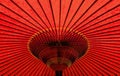 Red traditional Japanese or asian paper umbrella details Royalty Free Stock Photo