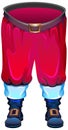 Red traditional santa claus trousers pants and black winter boots christmas costume accessory