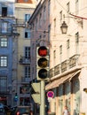 Red traffic light for buses in Lisbon, Portugal