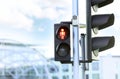 Red traffic light. Danger symbol,stop sign.Road sign. Pedestrian warning Royalty Free Stock Photo