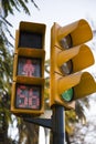 red traffic light pedestrians with countdown. High quality photo Royalty Free Stock Photo