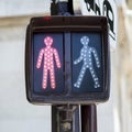 Red traffic light for pedestrians in paris Royalty Free Stock Photo