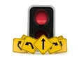 Red traffic light with road signs Royalty Free Stock Photo