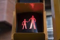 A red traffic light, in a school zone, Barcelona, Spain