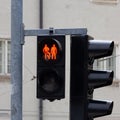 A red traffic light shows the combined picture for bicycle and pedestrians in Vienna, Austria Royalty Free Stock Photo