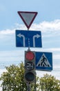 Red traffic light on sky background closeup Royalty Free Stock Photo