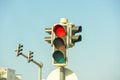 Red traffic light, street of Muscat, Oman