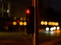 Red traffic lights for bicycles at night. Royalty Free Stock Photo