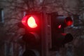 Red traffic lights in the city, at night. Berlin, Germany.