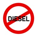 Red traffic sign diesel prohibited emission scandal Royalty Free Stock Photo