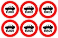 Red traffic signs restricting high emission cars to enter Royalty Free Stock Photo
