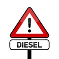 Red traffic sign warning diesel emission scandal