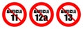 Red traffic signs to prevent Article 11, 12a and 13