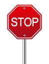 Red traffic stop sign on white Royalty Free Stock Photo