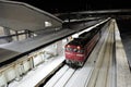 RED train on railway in japan