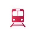 Red train vector icon front view on train tracks public transportation Royalty Free Stock Photo