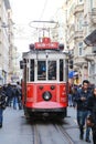 Red Tram on Istiklal Street, Istanbul Royalty Free Stock Photo