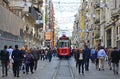 Red Tram and people Royalty Free Stock Photo