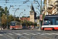 Red tram, Prague