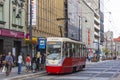 Red tram on the street of Katowice city, Poland Royalty Free Stock Photo