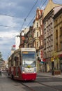 Red tram on the street of Katowice city, Poland Royalty Free Stock Photo