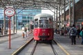 Red tram.