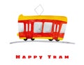 Red tram illustration