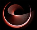 The red transparent surface bends in a spiral and rotates against a black background.