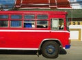 red transportaion public local bus in luang prabang laos