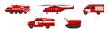 Red Transportation for Firefighting or Fire Extinguishing Vector Set