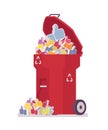 Red trash bin with likes