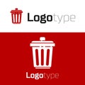 Red Trash can icon isolated on white background. Garbage bin sign. Recycle basket icon. Office trash icon. Logo design Royalty Free Stock Photo