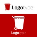 Red Trash can icon isolated on white background. Garbage bin sign. Recycle basket icon. Office trash icon. Logo design Royalty Free Stock Photo