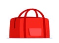 Red travel bag or bag for sportswear. Duffel bag for training and fitness. Vector illustration Royalty Free Stock Photo